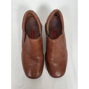 COLE HAAN Country Brown Pebbled Leather Comfort Slip On Women Loafer Shoes 8M